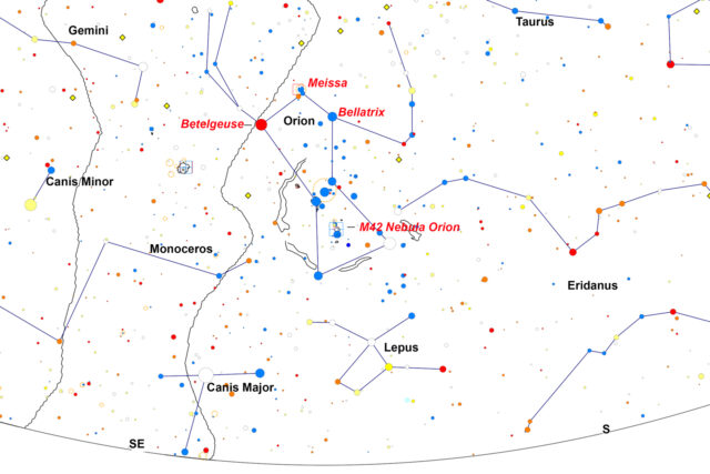 Orion M42 - Stjärnkarta